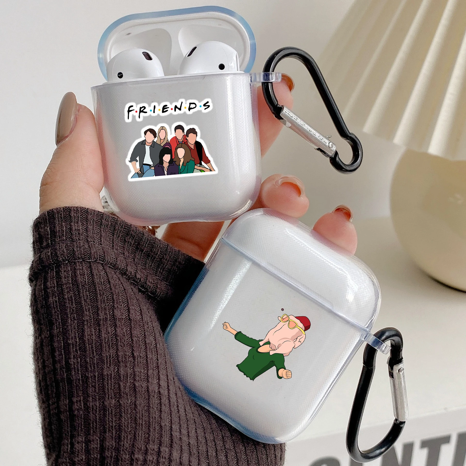 Central Perk ​Friends With Hook For Airpod Pro 3 Pro2 Clear Protective Cover Silicone Case for Apple Earphone Airpods 2 1 Cases