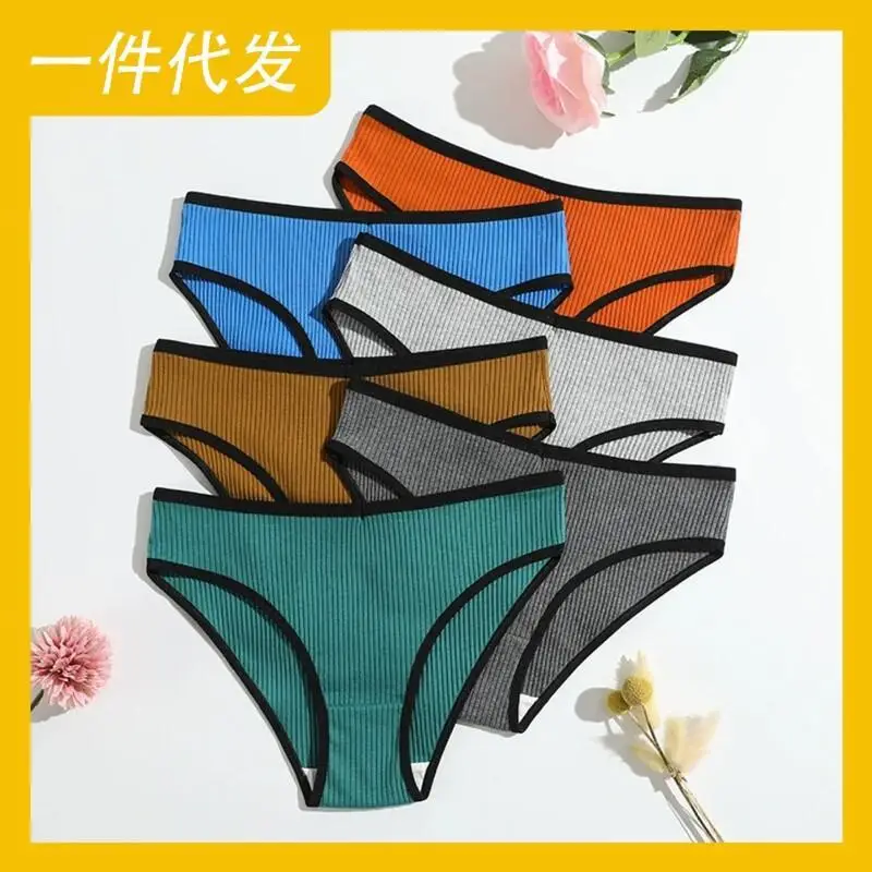 

Новое женское нижнее белье: модные трусики-танга из хлопка в рубчик с низкой посадкой, кружевом, дышащие, с двойной подкладкой, для девочек-подростков