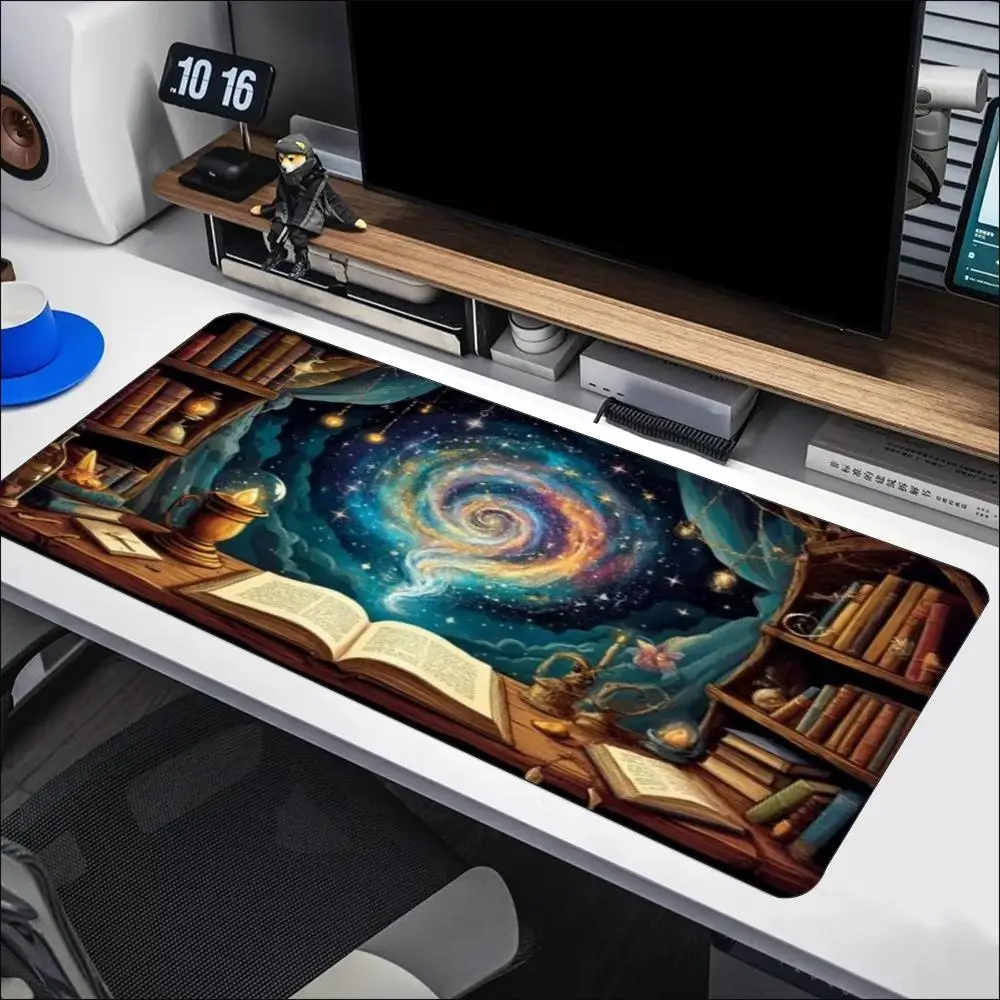Magic Wizard Books Starry Sky Anime XXL Mouse Pad Non Slip Rubber Base HD Print Oversized Desk Mat for Gaming Laptop Keyboard