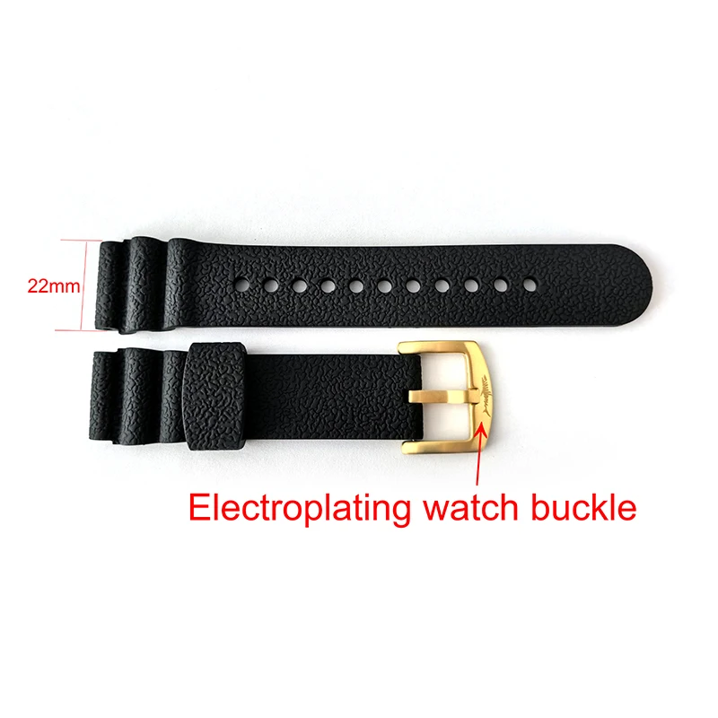 HEIMDALLR watch strap Rubber strap 22mm with Electroplating watch buckle fit Tuna can watch case parts