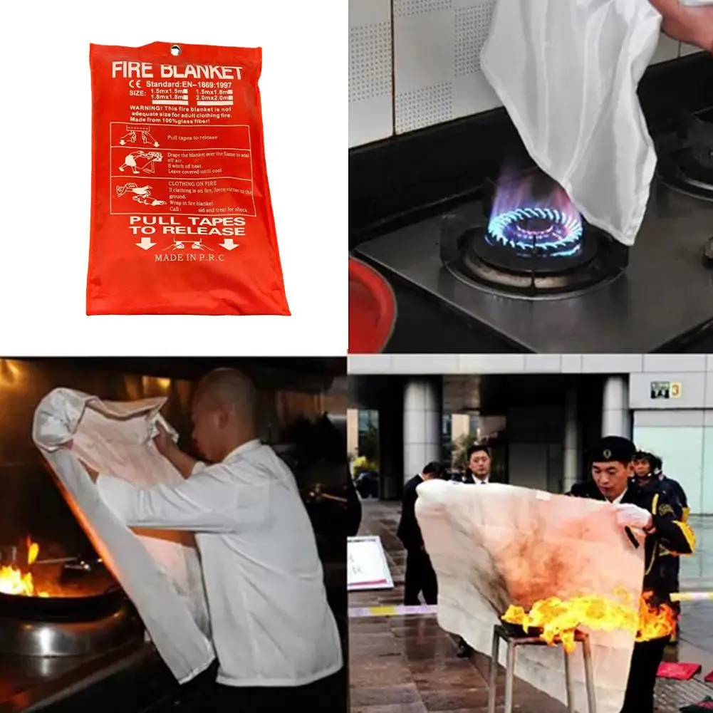 Fire Blanket 2M*2M Fire Flame Retardant Emergency Survival Fire Shelter Safety Cover Fire Extinguisher For Home Kitchen Safety