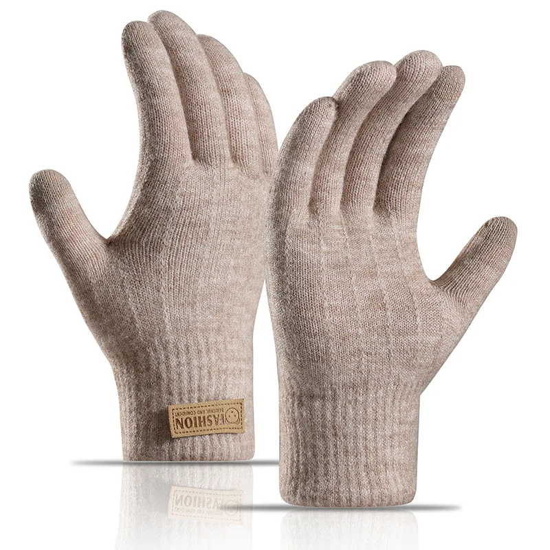 Уличные велосипедные перчатки, перчатки с сенсорным экраном, вязаные перчатки, двухслойные толстые женские перчатки, модные плюшевые зимние перчатки