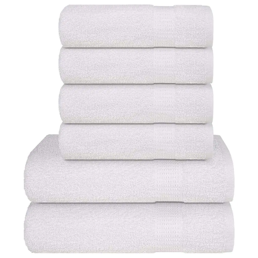 6-Piece White Cotton Towel Set, 100% Premium 360 GSM, Soft and Absorbent Bath Towels