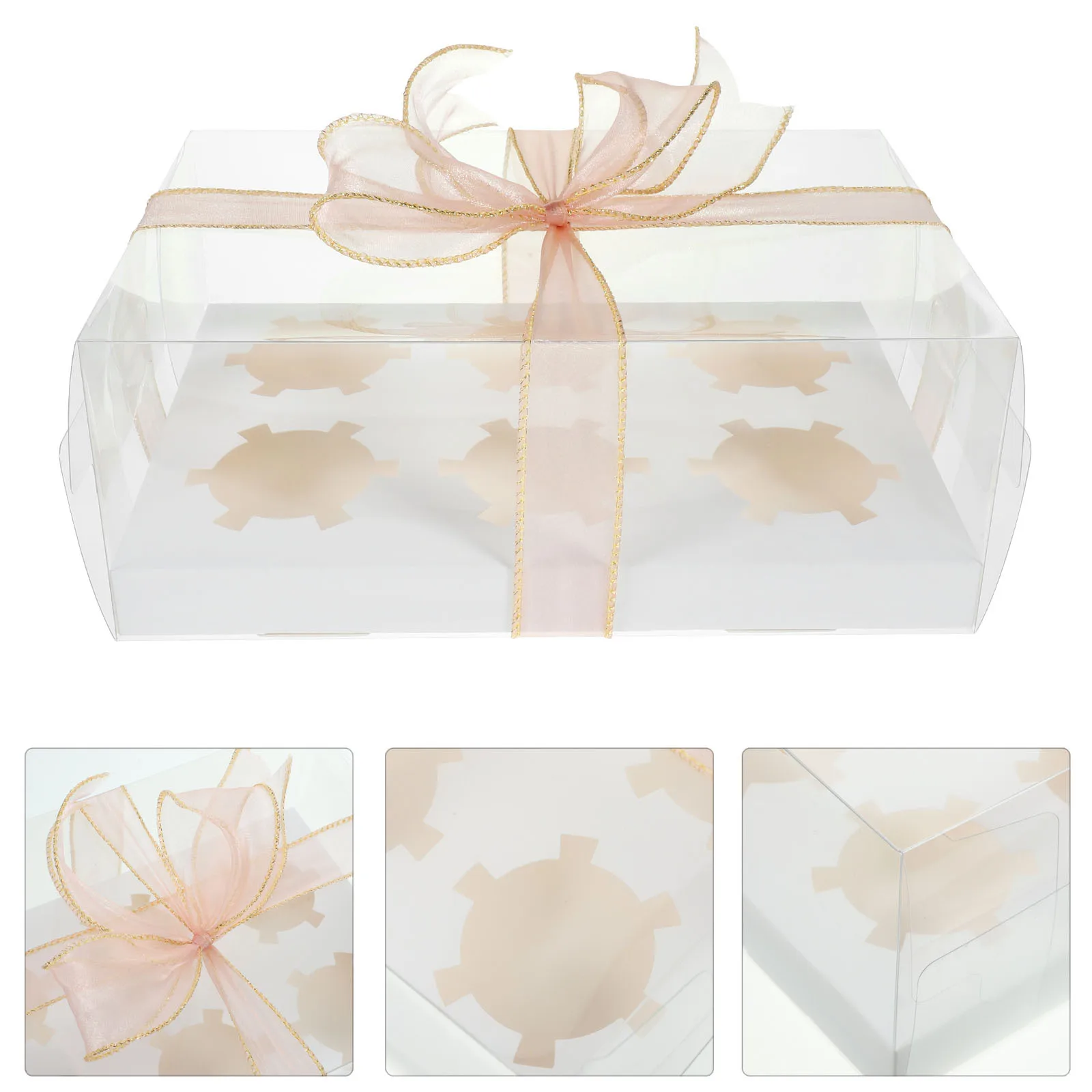 

4Pcs Cupcake Boxes Clear Bakery Box Portable Cake Packaging Boxes Cookie Donut Muffin Storage Cupcake Containers