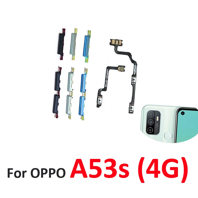 For Oppo A53s 4G CPH2135 Phone New Power Volume Button External On Off Up Down Key Internal Flex Cable Parts Black Green Blue