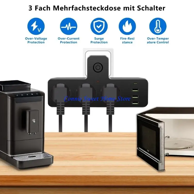 LXAF Universal European Wall Socket Expanders with Childproof Cover & Energy Saving