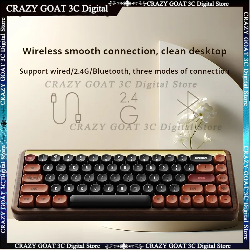 Imagem -02 - Akko Mountain Isolamento Teclado Mecânico de Madeira Wireless e Tipo-c Wired Gaming Keyboard Rgb Hot-swappable 2.4g bt 5.0 Mu01