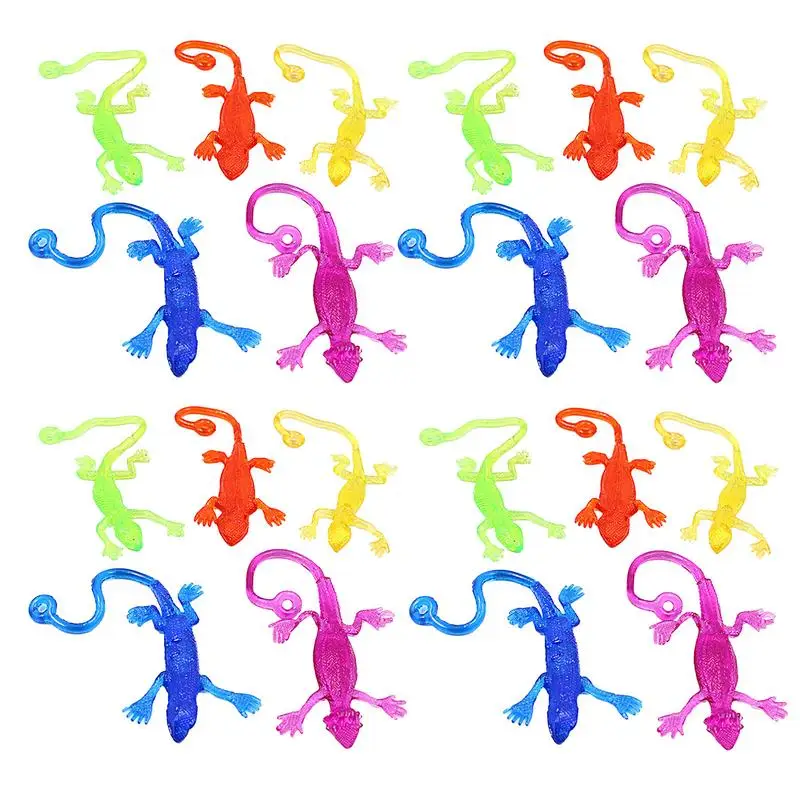 20pcs Multi-color Stretchy Sticky Toys Funny Sticky Lizard Animals Hand Toys for Kids Party Favors Gadgets Gag Toy