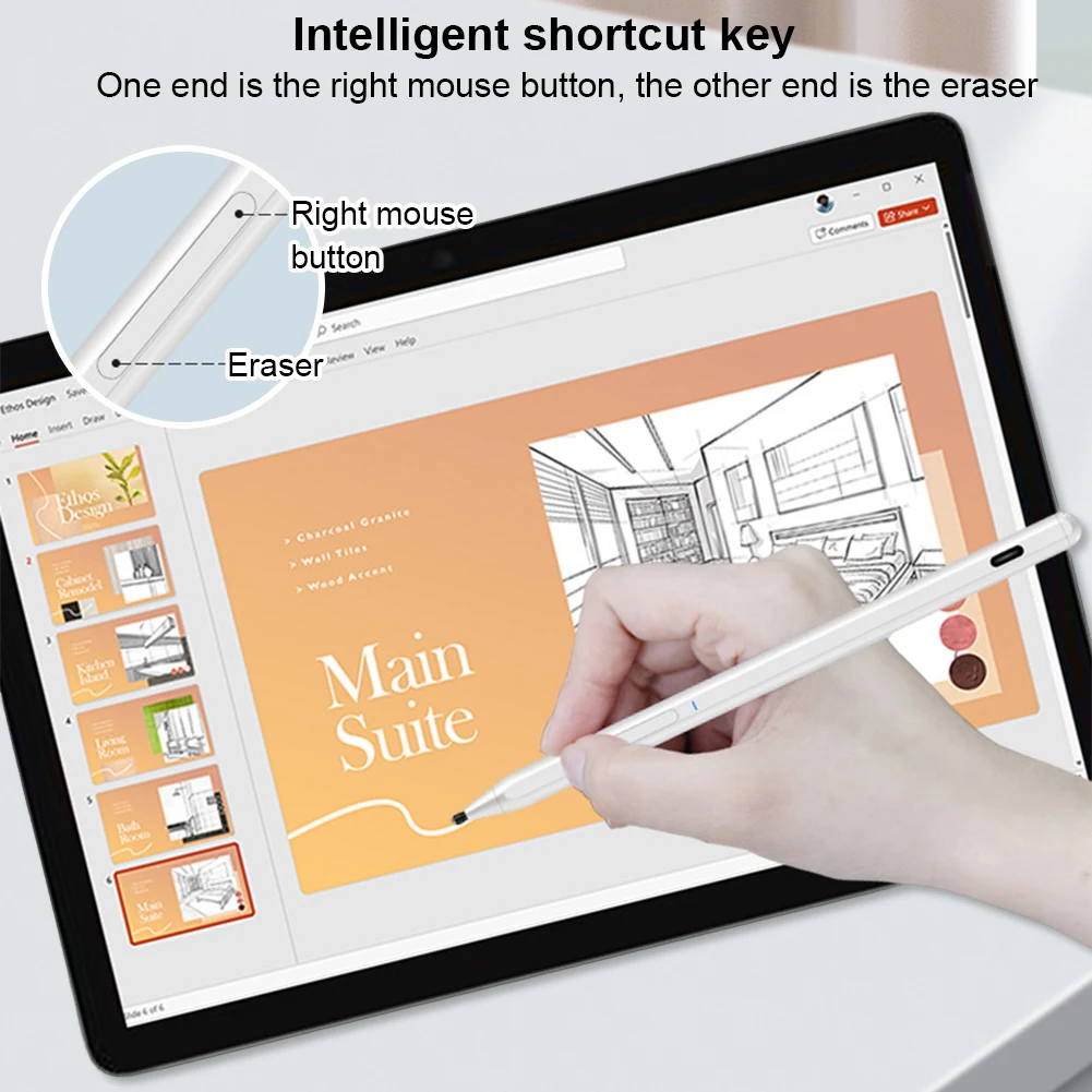 Stylet Rechargeable 4096 stylet de sensibilité à la pression avec bouton latéral de gomme pour Microsoft Surface/ASUS/HP/SONY