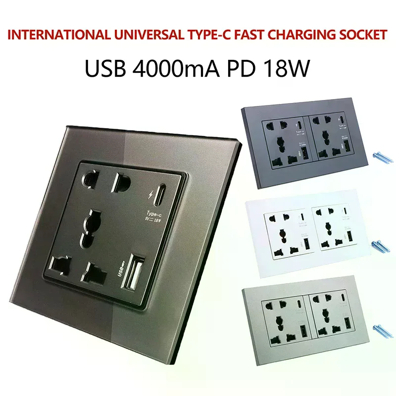USB Outlet Type C Port Socket Power 4000MA Household Embedded Wall Modern Electrical Panel For Home Office