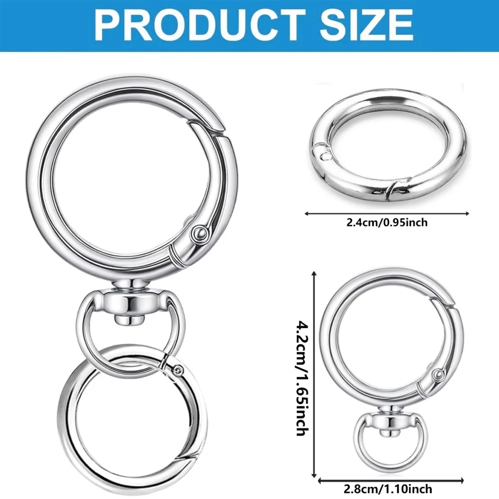 8-teiliges Schlüsselanhänger-Set mit Metallschlüsselring, Karabinerhaken und Federhaken. Ideal für Handtaschenschlüssel, Schlüsselbänder, Leder-DIY-Bastelarbeiten. – Detail 6