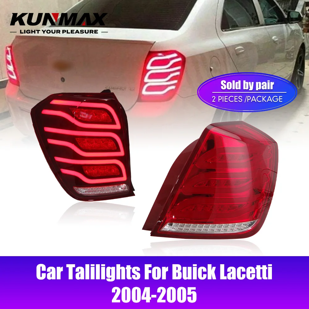 

Пара автомобильных задних фонарей в сборе для Buick Lacetti 2004-2005, светодиодные ходовые огни DRL, стоп-сигналы, текущая вода, мерцающие задние фонари