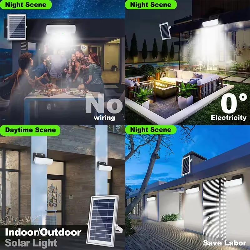 Lámpara de casa de alta calidad con Sensor de movimiento, luces solares de jardín con control remoto, 6W, 1000LM, Blanco cálido, 2700K-6000K