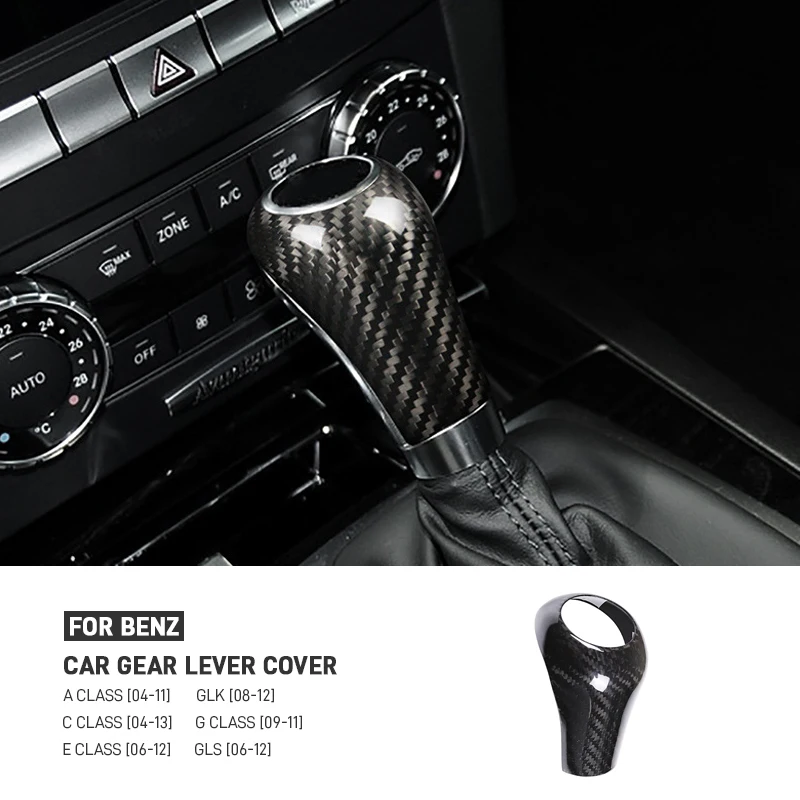 

Real Carbon Fiber Gear Shift Knob Cover Trim For Mercedes Benz A-Class 04-11 C-Class 04-13 E-Class GLS 06-12 G-Class 09-11 GLK
