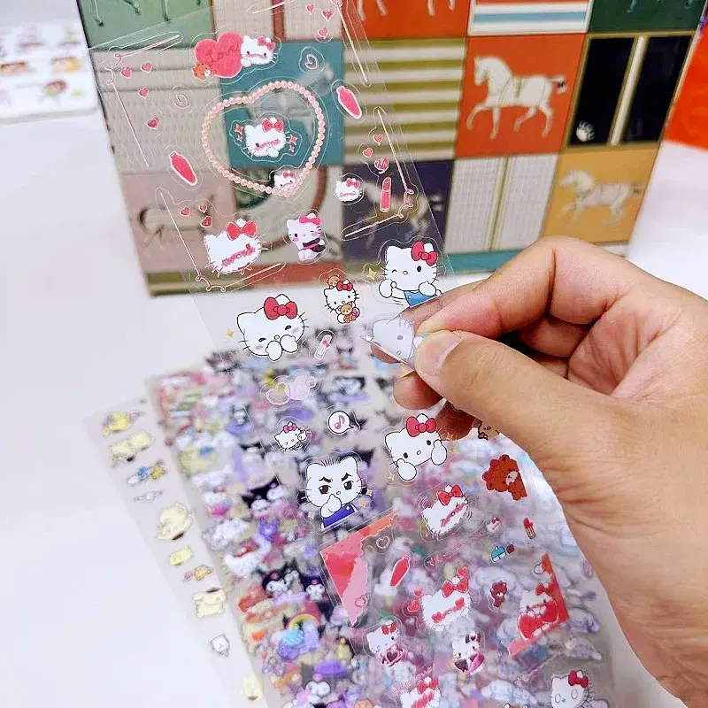 20Sheets/Set Sanrio Stickers Hellokitty Kuromi Cinnamoroll Family Series Stickers No Repetition Waterproof Diy Children Toys