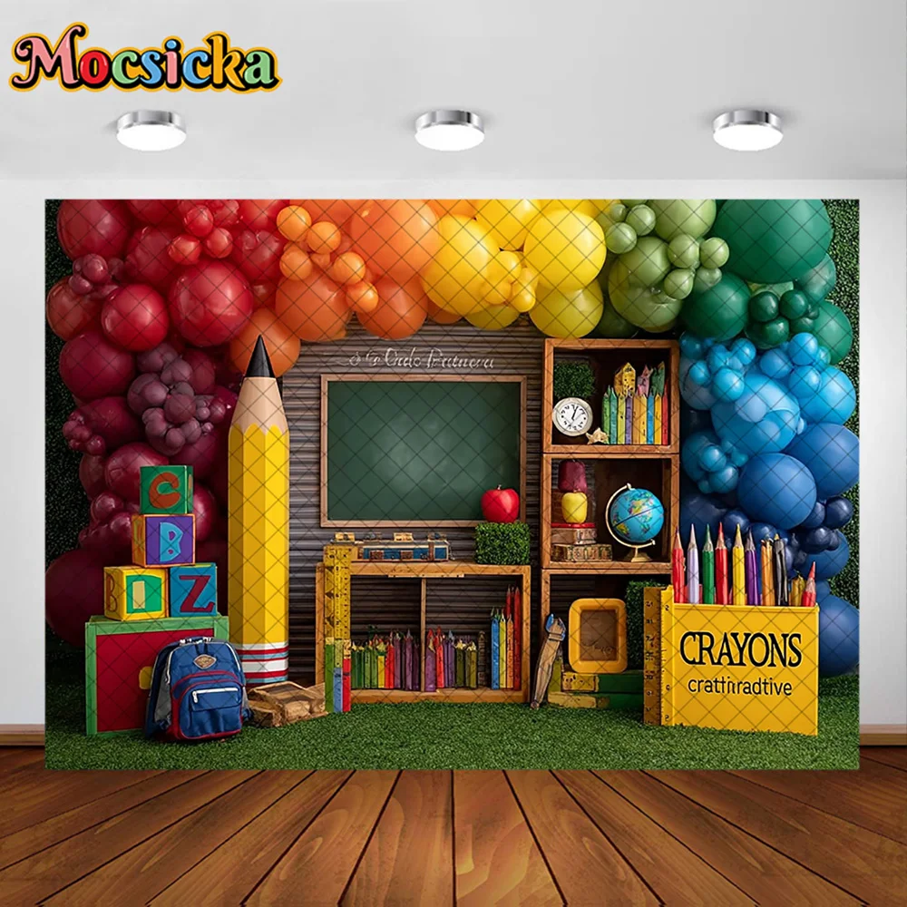 Mocsicka Photography Backdrop Graduation Season Schoolbag Pencil  Decoration Back To The School Party Background For Photographs