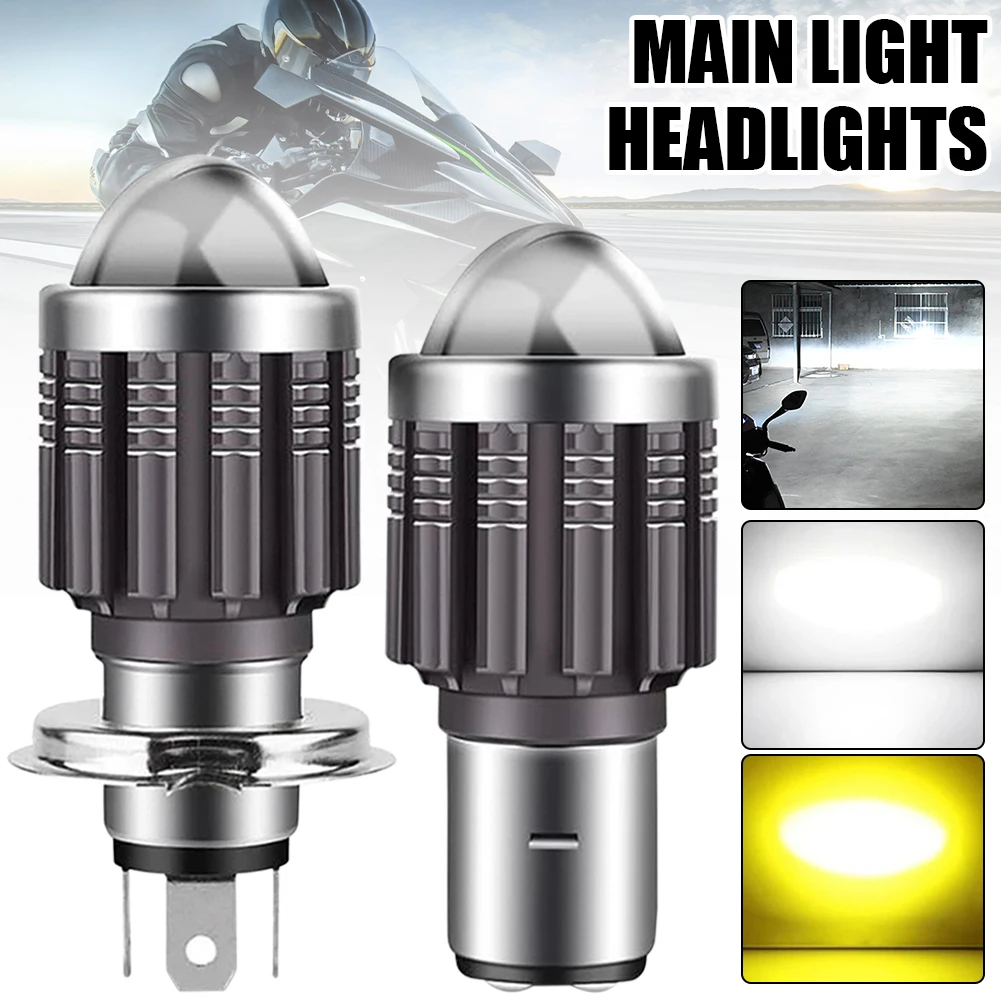 10000Lm H4 LED Moto H6 BA20D LED Motorcycle Headlight Bulbs CSP Lens White Yellow Hi Lo Lamp Scooter Accessories Fog Lights 12V