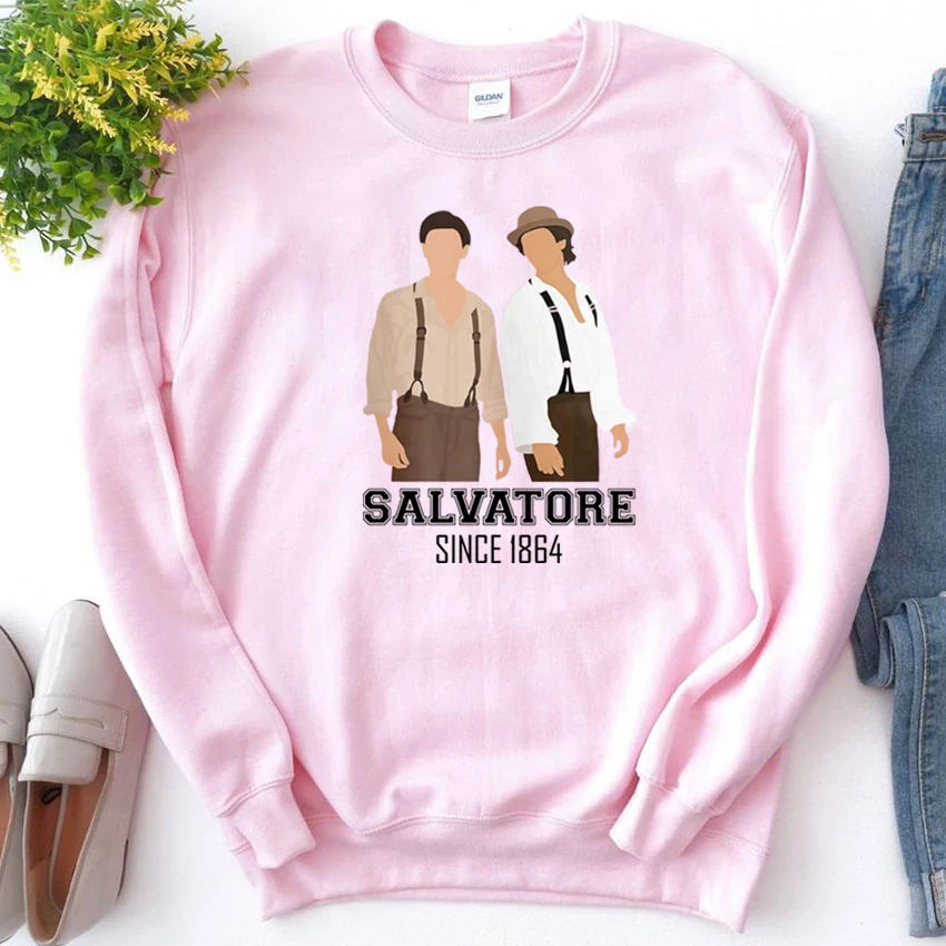 Vampire Diares Sweatshirt Salvatore Brothers Est 1864 Hoodie Damon and Stefan Brothers Graphic Pullover Mystic Falls Sweatshirts