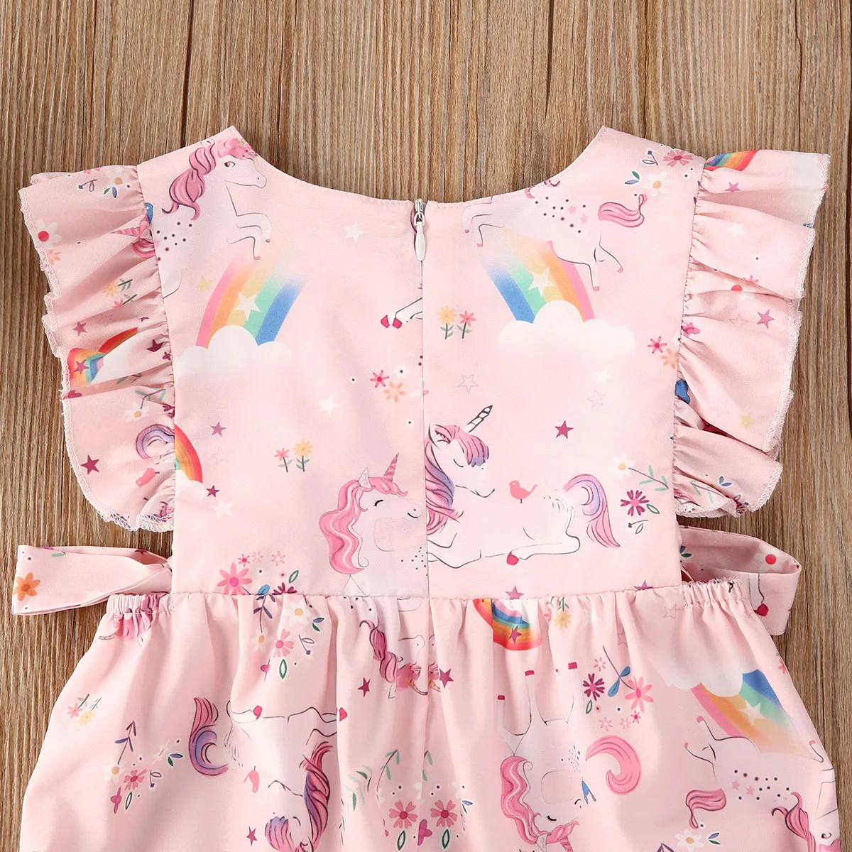 Toddler Baby Girls Ruffle Romper Infant Newborn Baby Cartoon Print Jumpsuit Summer Flower Baby Girls Clothes Baby Costumes