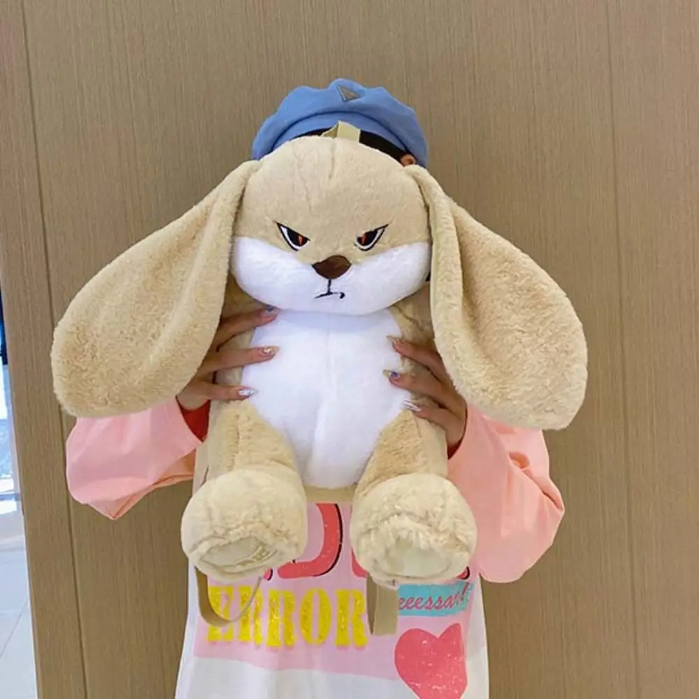 Long Ear Rabbit Anger Bunny Plush Backpack Cute Animals Large Capacity Long Ear Rabbit Plush Backpack 35cm Backpack