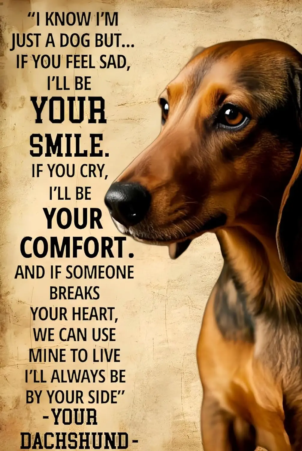 Vintage Metal Sign Aluminum Always Be By Your Side Dachshund Tin Retro Wall Decor for Home, Cafe, and Garden - Gift Fo