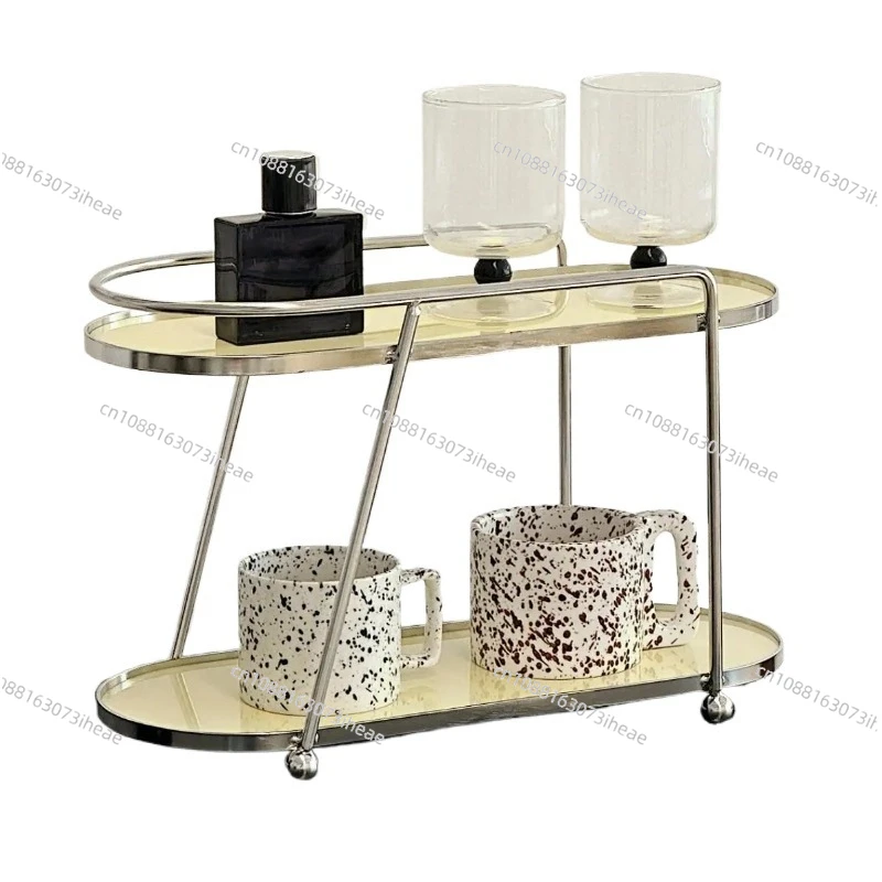 For 1 Double-Layer Desktop Storage Rack, Acrylic Cosmetics Water Cup Holder, Dressing Table Kitchen Table Storage Rack