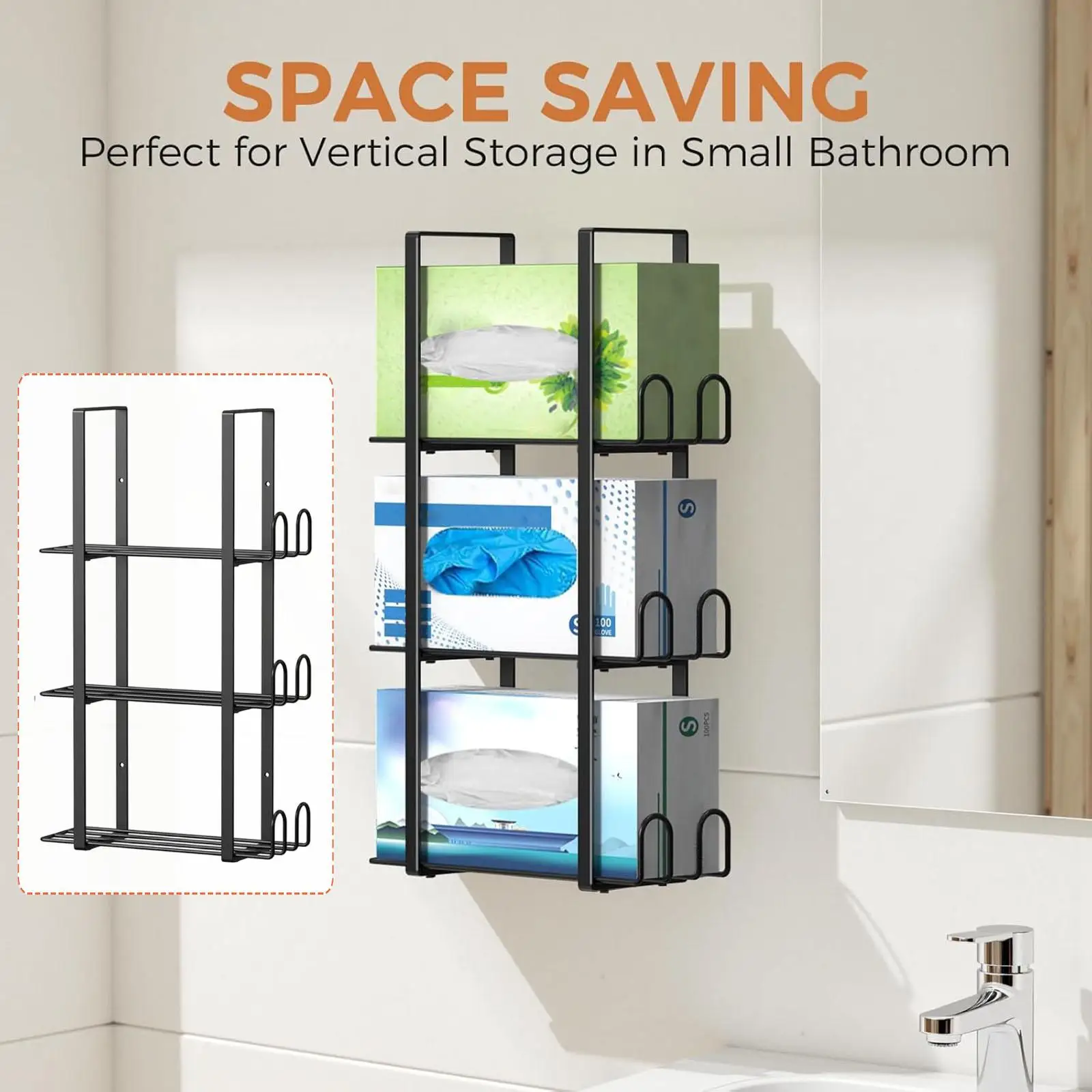 Premium Metal Glove Station Multipurpose Dispenser Holder Wall Mount for Home Office Bathroom Tissue Storage