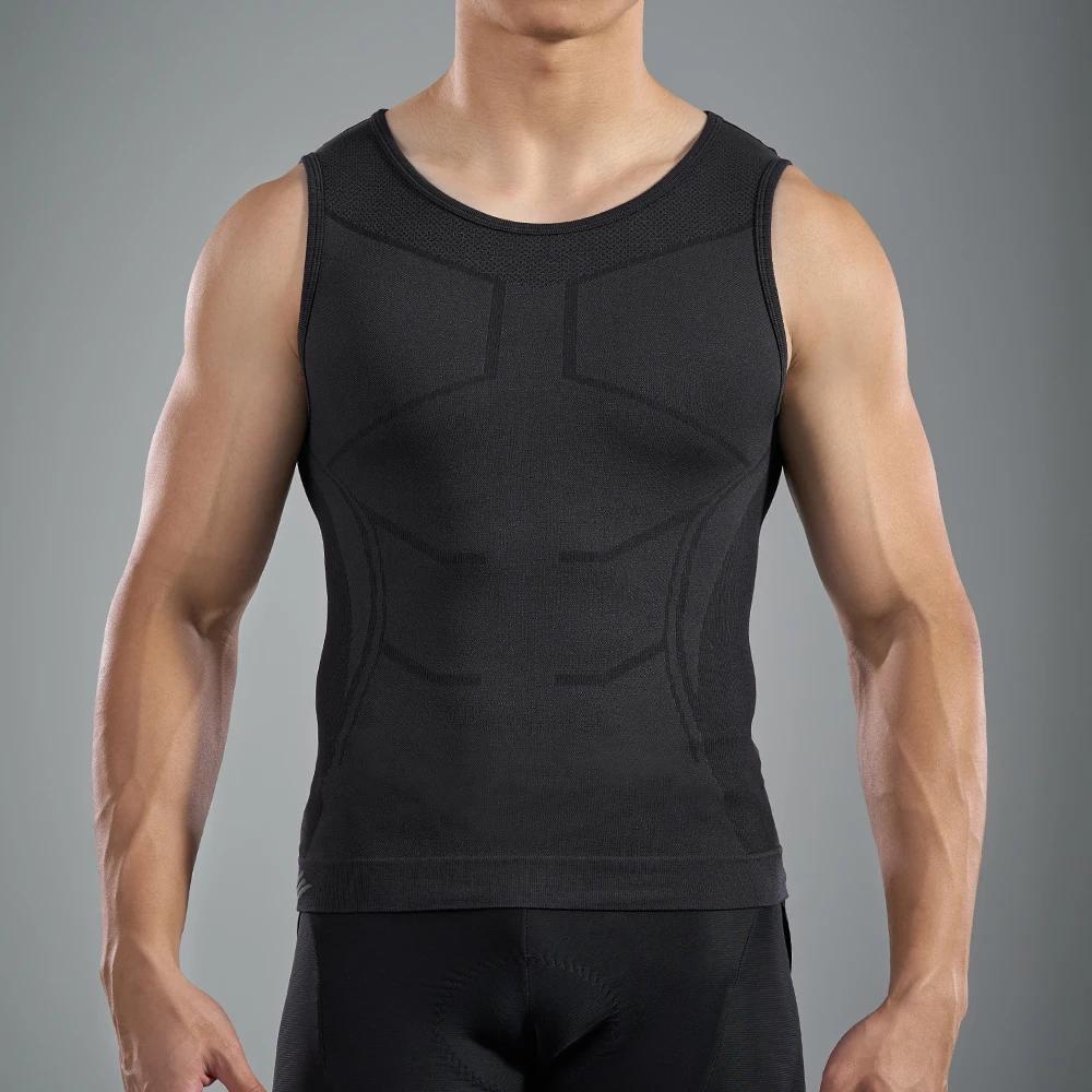 Santic Men\'s Sleeveless Cycling Undershirt Gym Sports Base Layer Vests Outdoor Summer Breathable Quick Dry MTB Bike Clothing Top