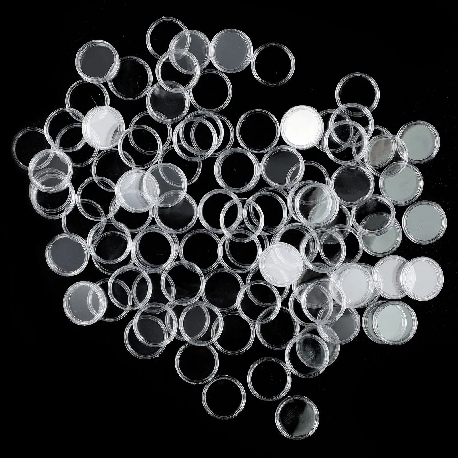 100 Count Clear Plastic Coin Capsules Storage Boxes for 18mm Featuring Double-Sided Visibility and Secure Snap Closure