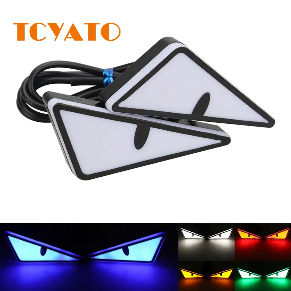 TCYATO Motorcycle Triangular Devil Eye Warning Light Modification Motorcycle Decorative Flashing Headlight Screw Light