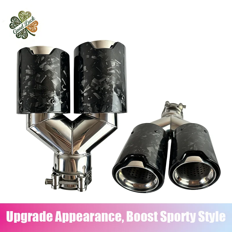 

1 piece Y-shaped carbon fiber universal car exhaust pipe tailpipe muffler satin finish tailpipe suitable for BMW cars No logo