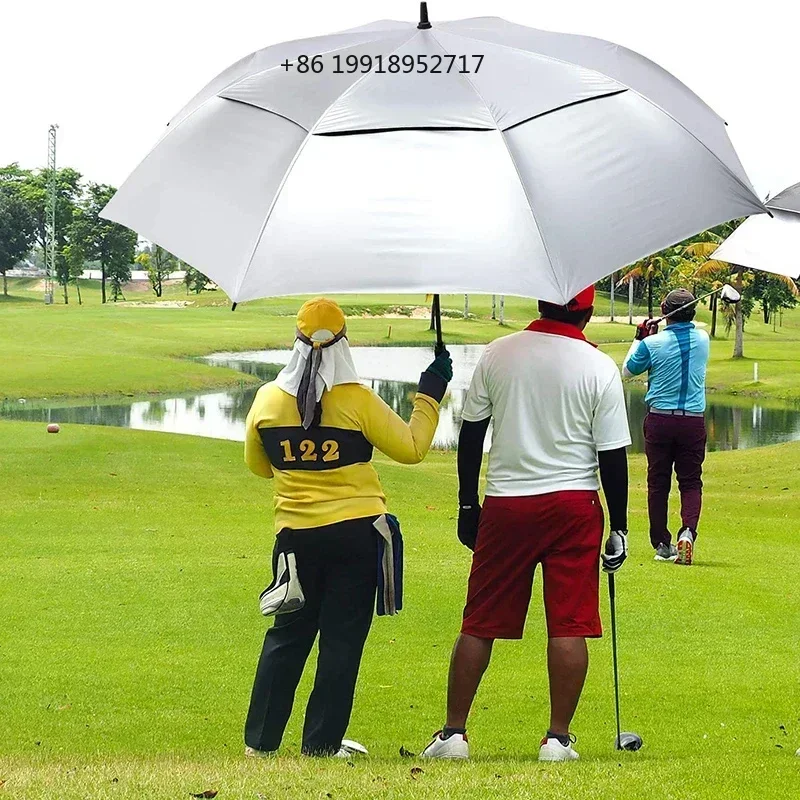 40-Inch 180cm Large Long Umbrella Outdoor Sun Protection Titanium Silver Glue Double-Layer Sun Protection Golf Umbrella JJ669