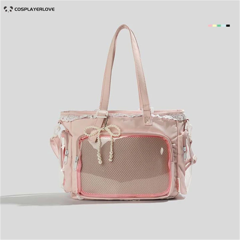 2026 Original Lace Large Lapacity Work Package Student Shoulder Bag Women Square Leather PVC Transparent Ladies Handbag