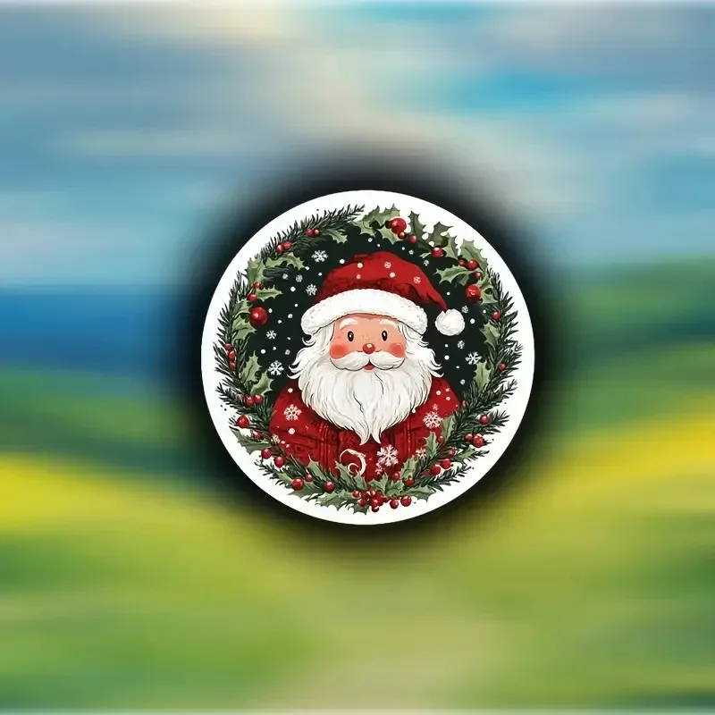 

1 шт. Автомобильная наклейка, Санта-Клаус в оточенном венеке и красных ягод.