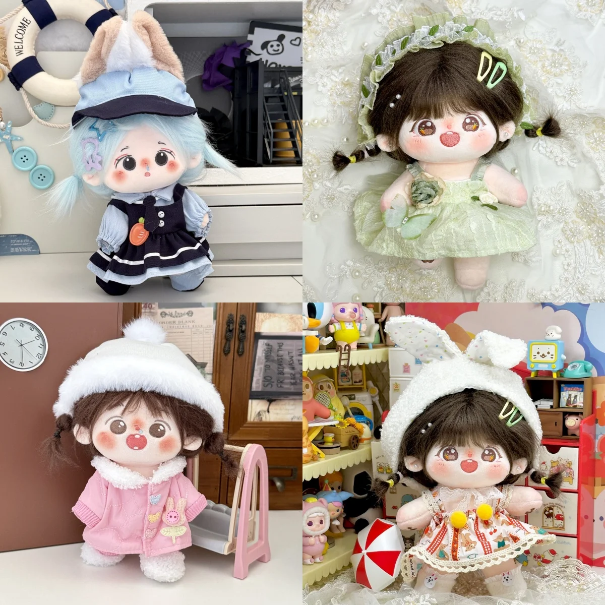 

20 cm doll clothes, dress-up dolls, male and female dolls, cute headgear clothes, skirts, doll clothes