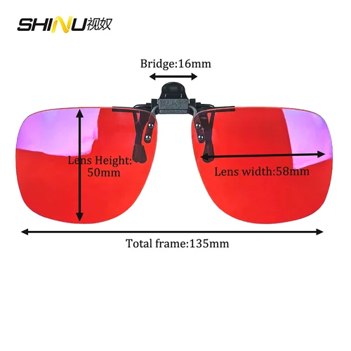 Imagen 2 del producto Clip de lente roja para dormir mejor, lentes negras, gafas de sol polarizadas, Clip en tamaño grande, forma cuadrada, lente naranja, lentes de conducción amarillas