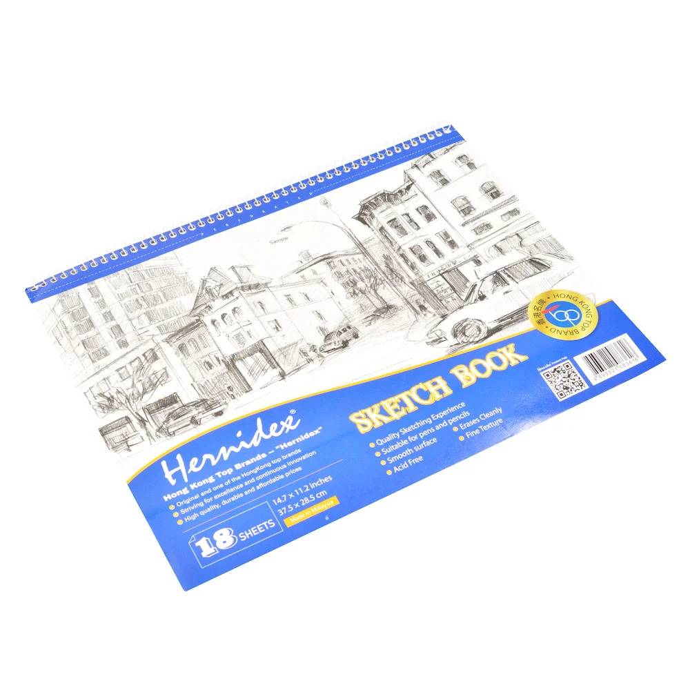 HERNIDEX A3 Sketch Book 285x375mm, Spiral Bound, 18 Sheets Acid-Free Paper for Drawing, Art Portfolio, 4 Open Binding
