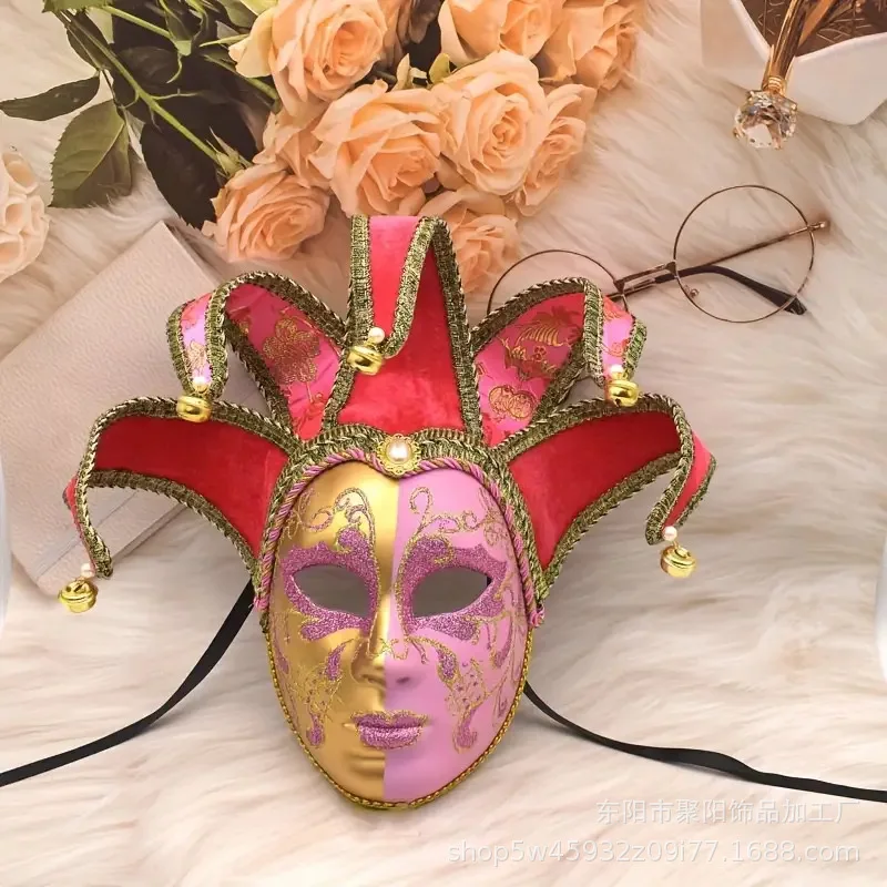 Máscara de Mascarada en estilo veneciano adornada con suministros de fiesta para Navidad, Halloween, Festival de Carnaval