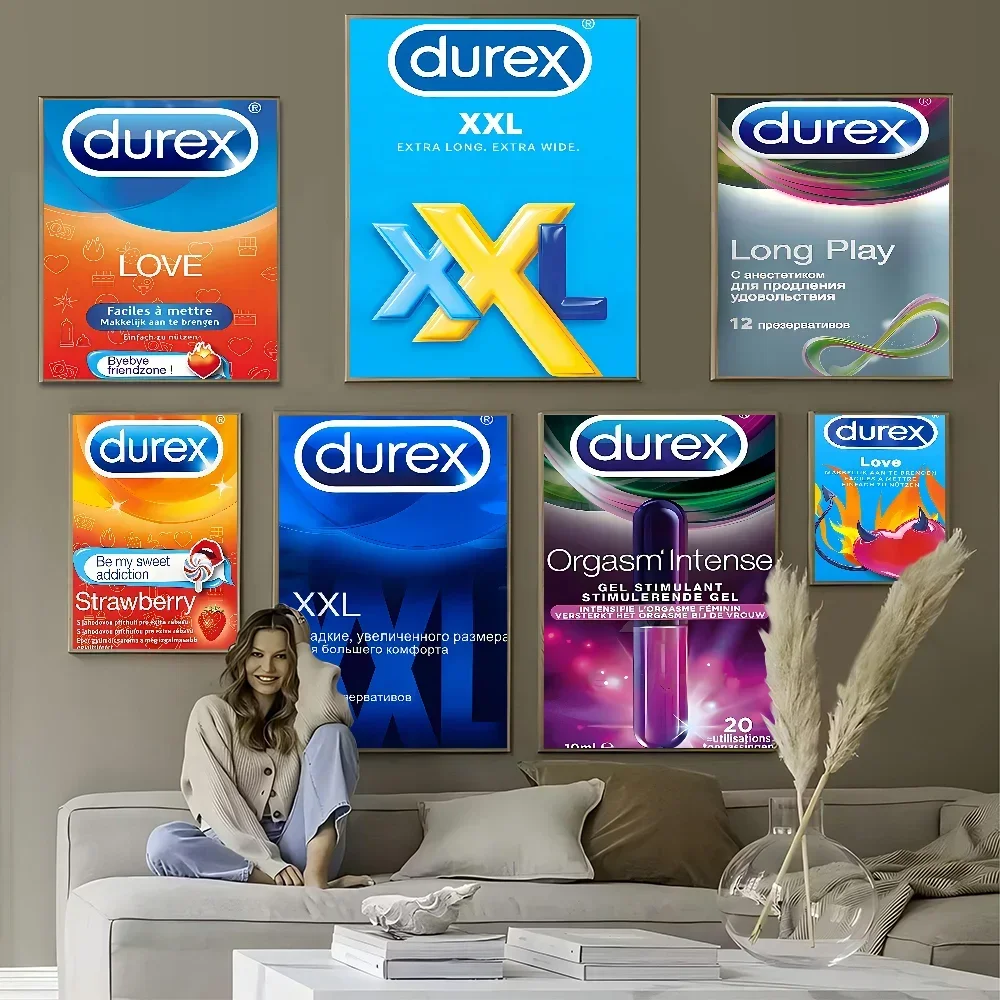 Modern Sexy Condom Brand D-Durex Canvas Painting Coffee House Bar Aesthetic Art Wall Painting Decor