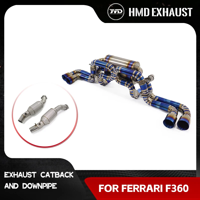 HMD Venda quente TC4 Downpipe completo e Catback para Ferrari F360 3.6L com válvula pneumática de escape de alto desempenho de fluxo