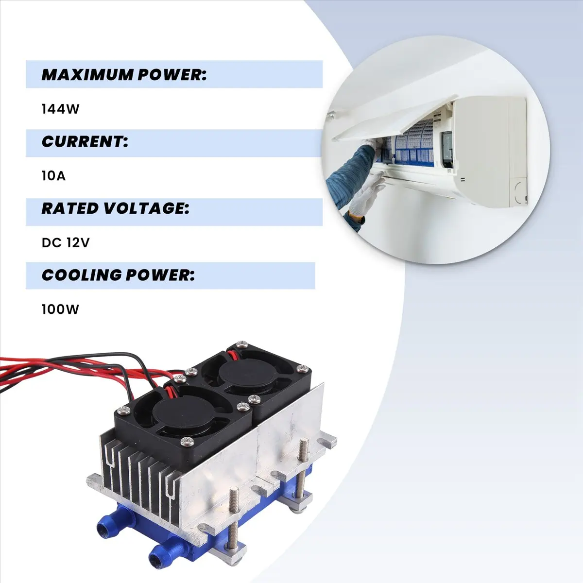 #65C 144W Cooler 12V Semiconductor Air Conditioner Cooling System DIY Kit,Semiconductor Air Conditioner,(aluminum)