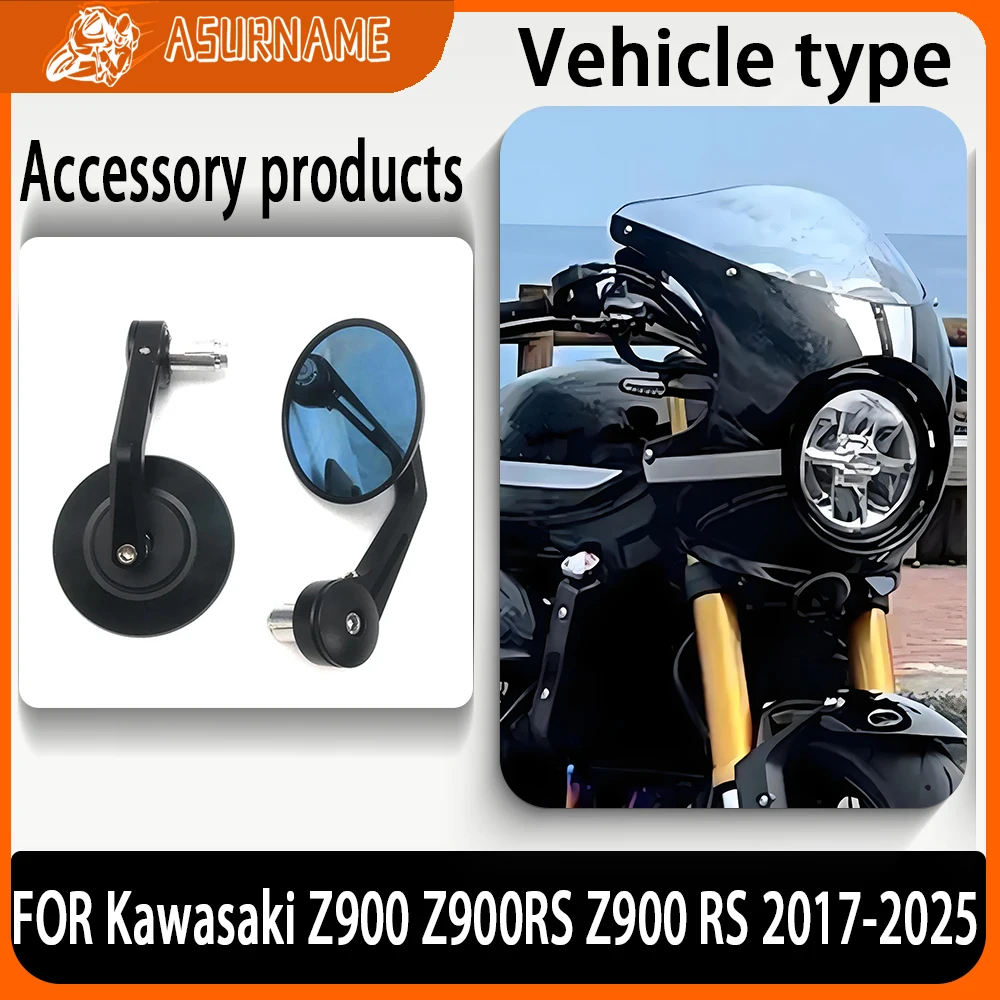 

FOR Kawasaki Z900 Z900RS Z900RS 2017-2025 Aluminum CNC Round Handlebars Motorcycle Mirrors Motorcycle Side Mirror Accessories