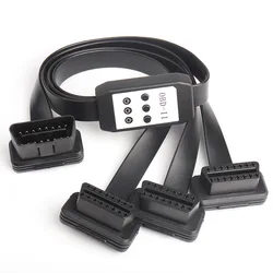 8pin 16Pin OBD 3 IN 1 Splitter Cable Wire Extension Cords Male to Triple Female Connector with Switch For Multiple OBD2 Cable