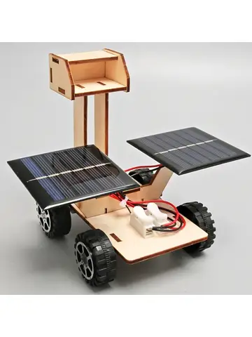 Solar Car Lunar Exploration Vehicle Children's Diy Hand-Assembled Model Diy 3d Wooden Puzzle Science And Education Toys