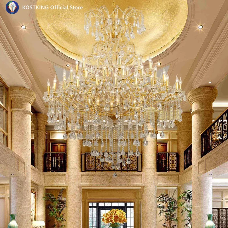 Luxury Large Crystal Chandelier Modern LED Candle Chandelier For Hotel Lobby, Villa Living Room & Entryway Lighting