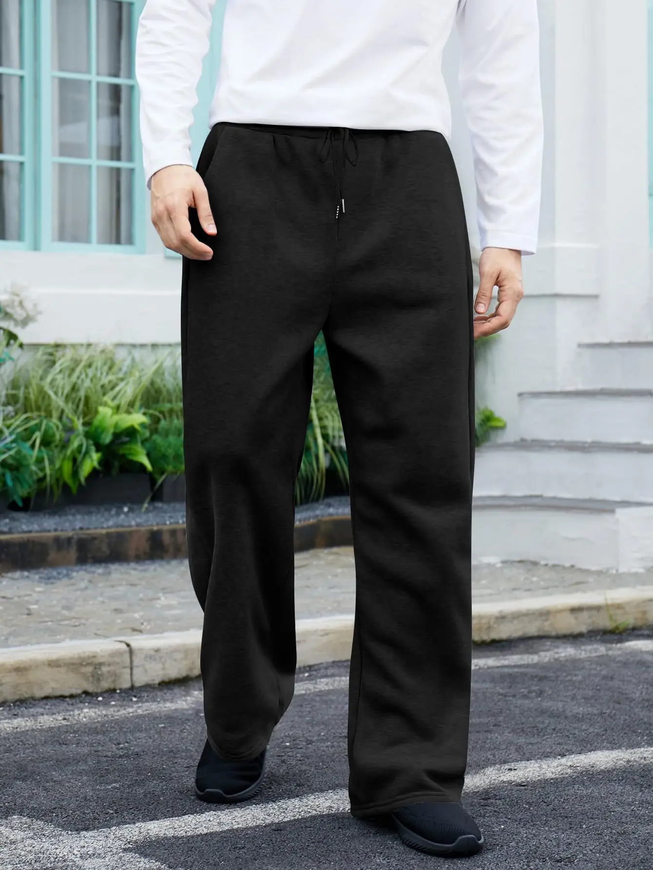 Amerikanische Herren-Herbst-Winter-Samt-Freizeithose, dicke Hygienehose, lockere Herren-Sporthose mit geradem Bein und weitem Bein