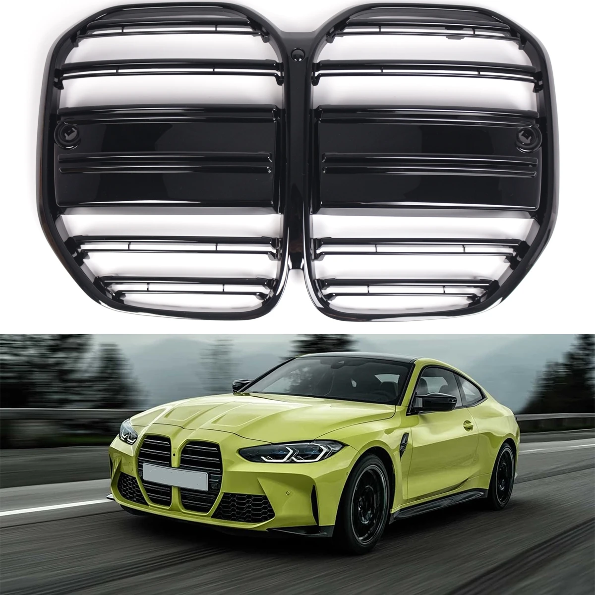 

For BMW 4 Series G22 G23 2-Door 2021 2022 2023 Front Bumper Kidney Grille Glossy Black Racing Grille upgrade Grill Cover