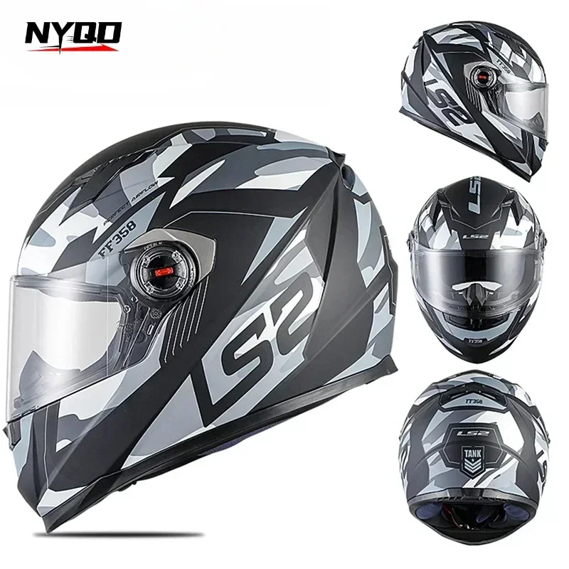 Original Full Face Motorcycle Helmet LS2 FF358 Motocross Racing Man Woman Casco Moto Casque ECE Approved 4 Star Certification