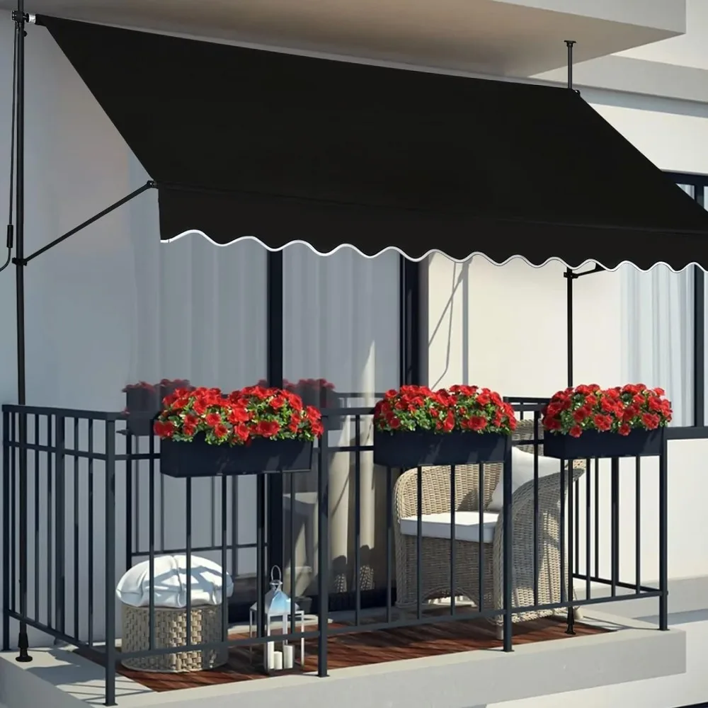 

Manual Retractable Awning – 59” Non-Screw Outdoor Sun Shade – Adjustable Pergola Shade Cover with UV Protection Freight free