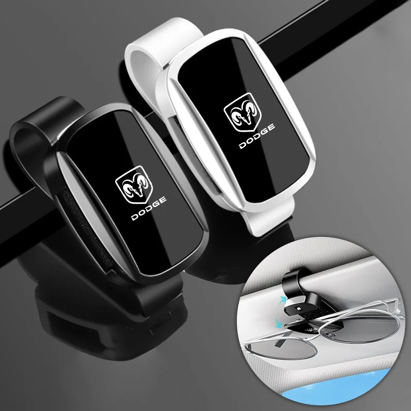 Multifunction Mirror Car Visor Sunglasses Holder Ticket Card Clip for Dodge SXT DART Challenger RAM 1500 Journey Charger Avengr